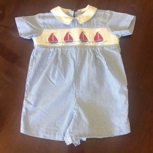 Smocked Sailboats Short One Piece